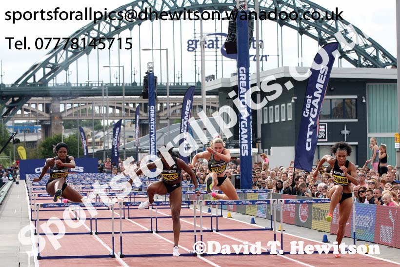 Womens 100 metres hurdles, The Great North CityGames. Photos: David T. Hewitson/Sports for All Pics